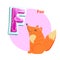 Fox Character and Uppercase F for Kids Alphabet