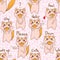 Fox cute small seamless pattern