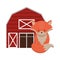 Fox and farm barn cartoon