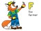 Fox farmer. Animals and profession ABC. Alphabet F