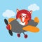 Fox flies on airplane