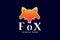 Fox head logo with color gradient Vector illustration