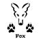 Fox head and traces - wild fox icon - animal tracks