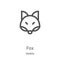 fox icon vector from wildlife collection. Thin line fox outline icon vector illustration. Linear symbol for use on web and mobile