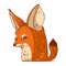 A Fox, isolated vector illustration. Funny cartoon picture of a calm fennec