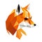 Fox logo design. Abstract colorful polygon fox head. Calm fox face