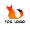 Fox logo template. Orange fox symbol with tail. Vector illustration.