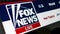 Fox News website homepage. Close up of Fox News channel logo.