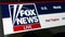 Fox News website homepage. Close up of Fox News channel logo.