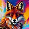 Fox portrait in splashing colors