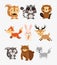 fox rabbit deer squirrel raccoon beaver skunk and bear icons ima