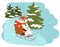 a fox and a rabbit are rolling down a snowy mountain on a sled
