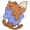 The fox rides the horse. kawaii doodle image. doodle icon image