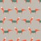 Fox seamless pattern on polka dot background.