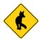 Fox silhouette animal traffic sign yellow vector