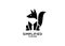 Fox sit down black gold color outline line set silhouette logo icon designs vector