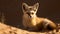 fox sitting wild animal in the desert generated by AI