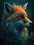 Fox in the style of colorful mindscapes, smokey background, detailed character illustrations. AI Generative