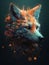 Fox in the style of colorful mindscapes, smokey background, detailed character illustrations. AI Generative