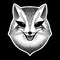 Fox. Stylized portrait of a sly fox on a black background. Sly fox smiles. Black and white sketch. Liar, dodger