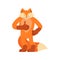Fox thumbs up and winks. Wild beast happy emoji. she-fox Vector