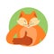Fox thumbs up and winks. Wild beast happy emoji. she-fox Vector