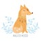 Fox vector illustration for kids. Bohemian illustrations with animals, stars, magic and runes. Cute animal in the Scandinavian