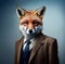 Fox in vintage business suit portrait. Generative AI