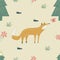 A fox wrapping paper design. Vector illustration decorative design