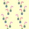 Foxglove flowers in pots seamless pattern