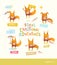 Foxy s emotional adventures. Cute cartoon fox in stripe pants expressing different feelings. Handling positive and