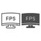 FPS definition line and solid icon. Modern monitor, frames per second counter symbol, outline style pictogram on white