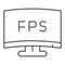 FPS definition thin line icon. Modern monitor, frames per second counter symbol, outline style pictogram on white