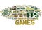 Fps First Person Shooter Games Text Background Word Cloud Concept