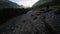 FPV aerial drone video of Cirque de gavarnie flying at dawn over the path leading towards it