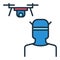 FPV Quadcopter and Man vector Drone concept colored icon
