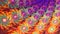 Fractal background with rows abstract colored flower. High detailed.