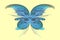 Fractal, a beautiful blue butterfly on a yellow background