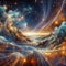 Fractal image of a beautiful night sky with stars and galaxies, generative ai
