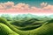 fractal landscape with rolling hills and sunny skies