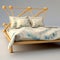 Fractalism-inspired Wooden Bed With Irregular Shapes And Textured Finish