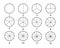 Fraction mathematics. Circle segments set. Black thin outline graphics