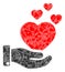 Fraction Mosaic Hand Offer Love Hearts Icon