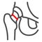 Fracture of femoral neck line icon, Human diseases concept, human skeleton fragment sign on white background, Femoral