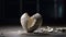 Fractured love a shattered porcelain heart reveals emotional vulnerability