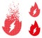 Fractured Pixel Halftone Electric Spark Flame Icon