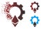 Fractured Pixel Halftone Ethereum Gear Icon
