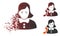 Fractured Pixel Halftone Receptionist Woman Icon with Face