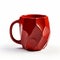 Fractured Red Mug: Low Poly Design With Glossy Finish
