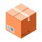 Fragile cardboard box icon, isometric style